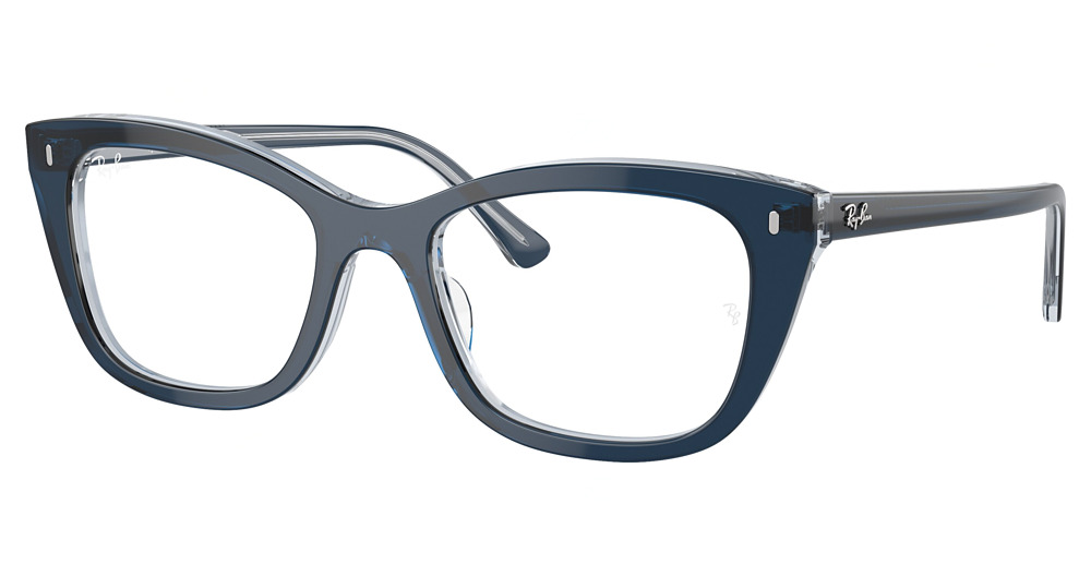 Ray-Ban RX5433 round eyeglasses in Blue on Transparent Blue