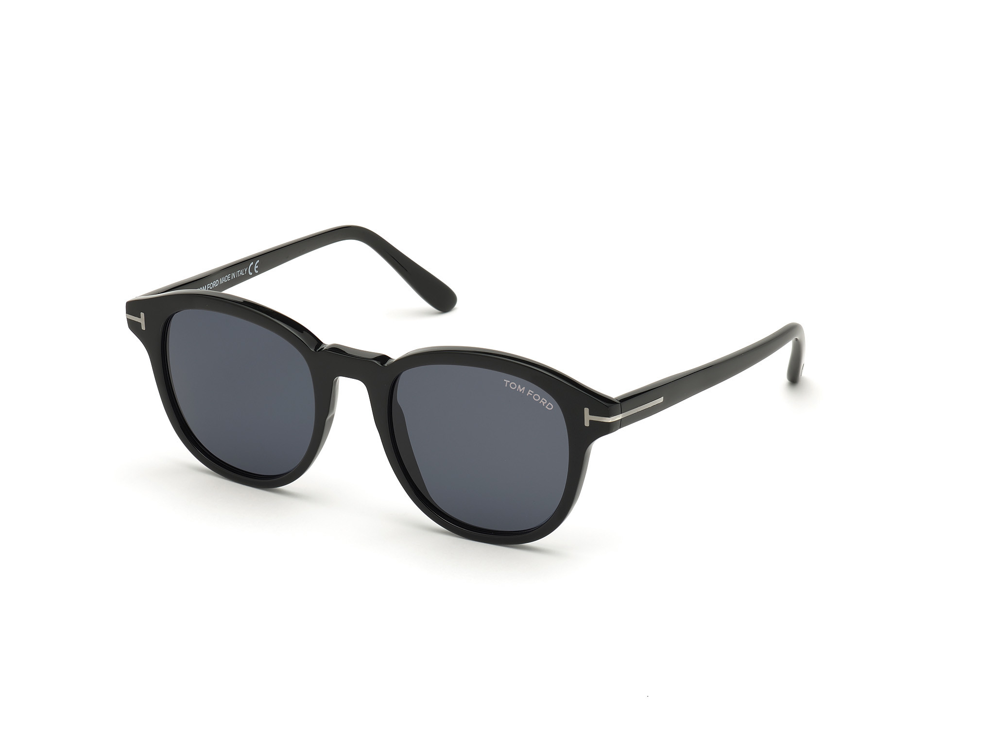 Tom Ford FT0752-N Jameson round sunglasses in Shiny Black