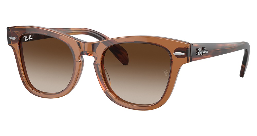Ray-Ban RJ9707S round sunglasses in Transparent Brown/Brown Gradient
