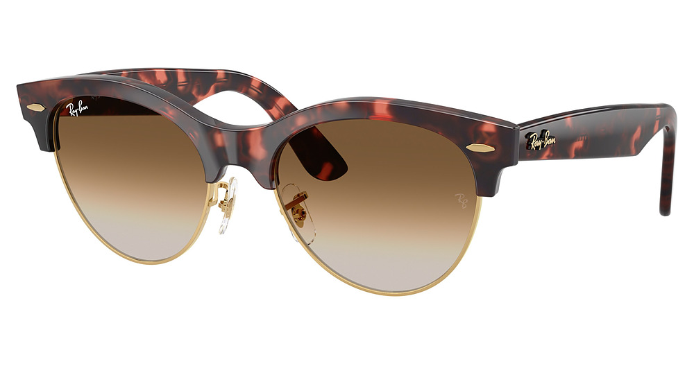 Ray-Ban RB2341 CLUBMASTER WAY round sunglasses in Pink Tortoise on Gold/Clear Gradient Brown