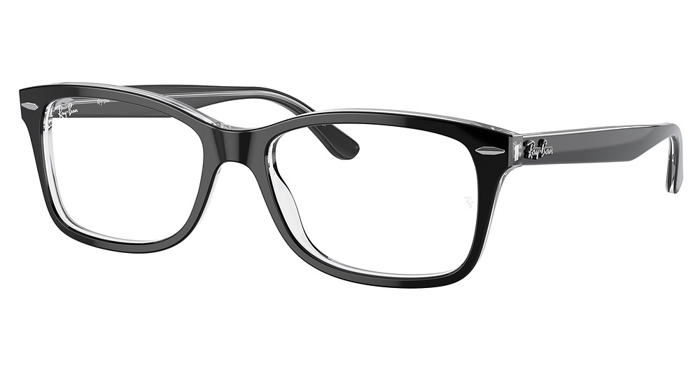 Ray-Ban RX5428F round eyeglasses in Black on Transparent