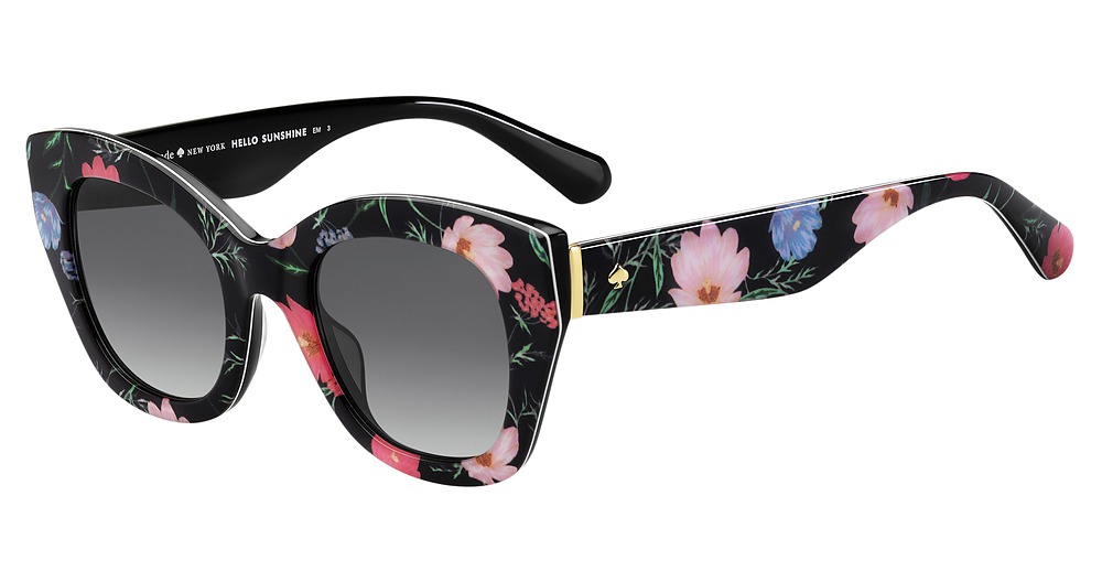 Kate Spade Jalena/S rectangle sunglasses in Black Pattern/Grey Shaded