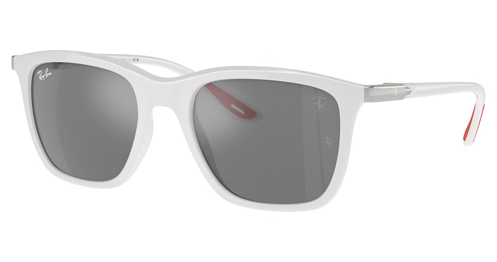 Ray-Ban RB4433M square sunglasses in White/Grey Mirror Silver
