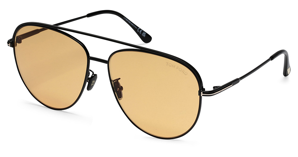 Tom Ford FT0954-D aviator sunglasses in Shiny Black/Brown