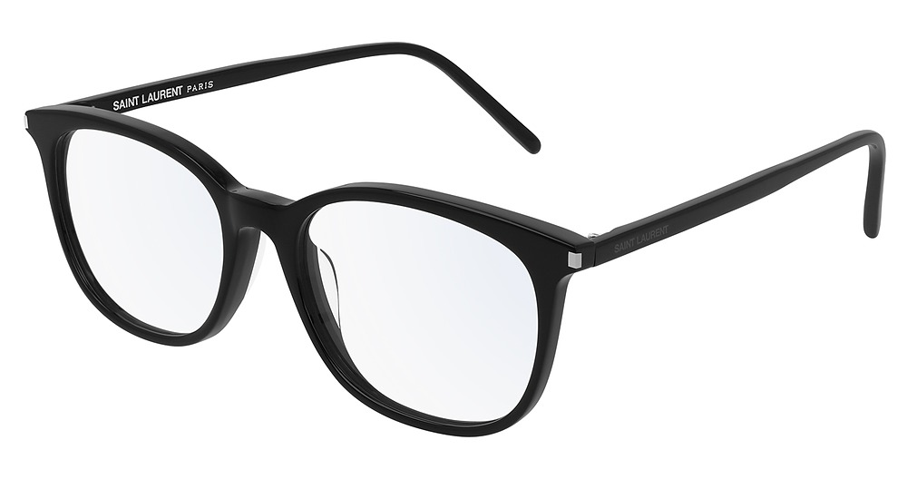 Saint Laurent SL 307/F round eyeglasses in Black Black Transparent