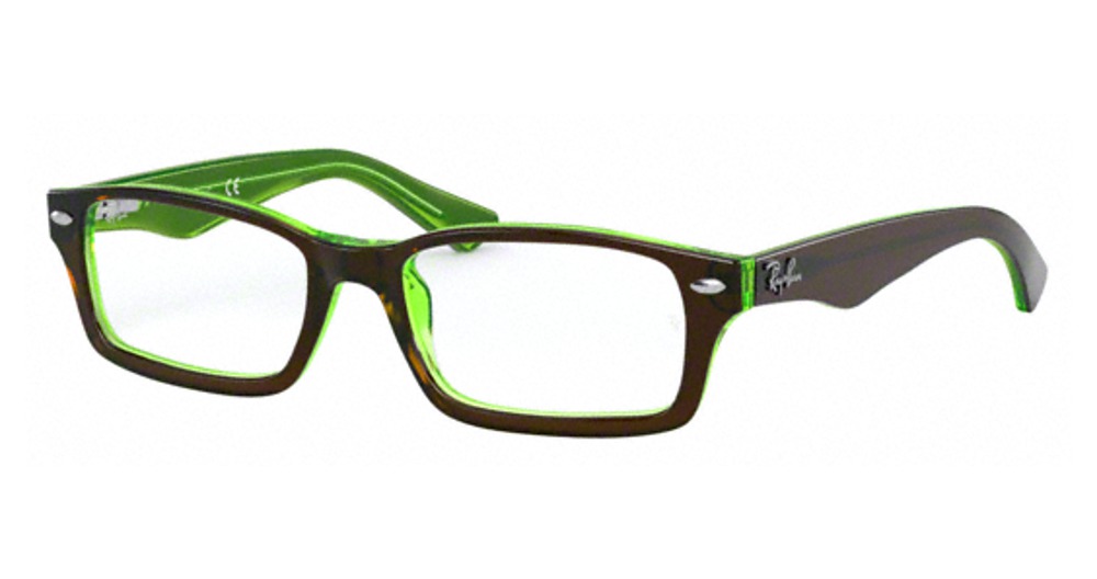 Ray-Ban RY1530 rectangle eyeglasses in Brown on Green Fluo