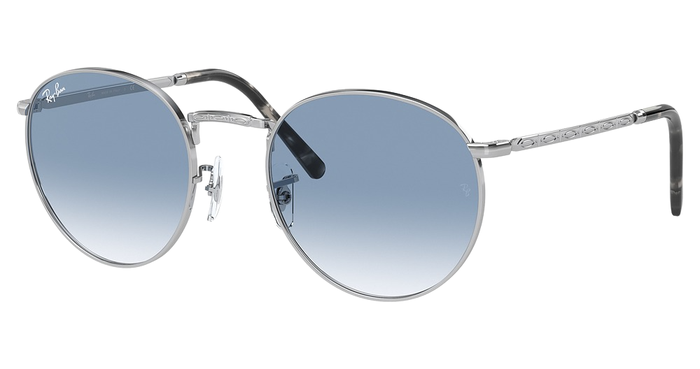 Ray-Ban RB3637 NEW ROUND round sunglasses in Silver/Clear Gradient Blue