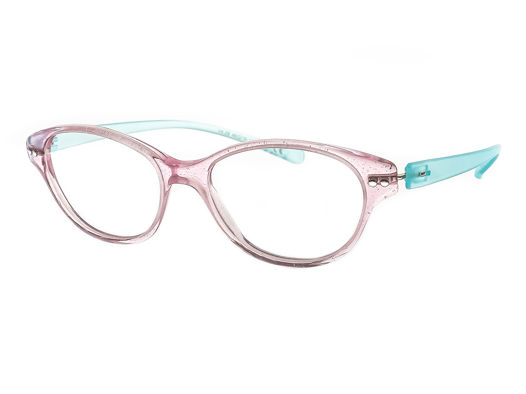 iGreen V-4.29 round eyeglasses in Transparent Glitter Pink/Matt Aqua Marine