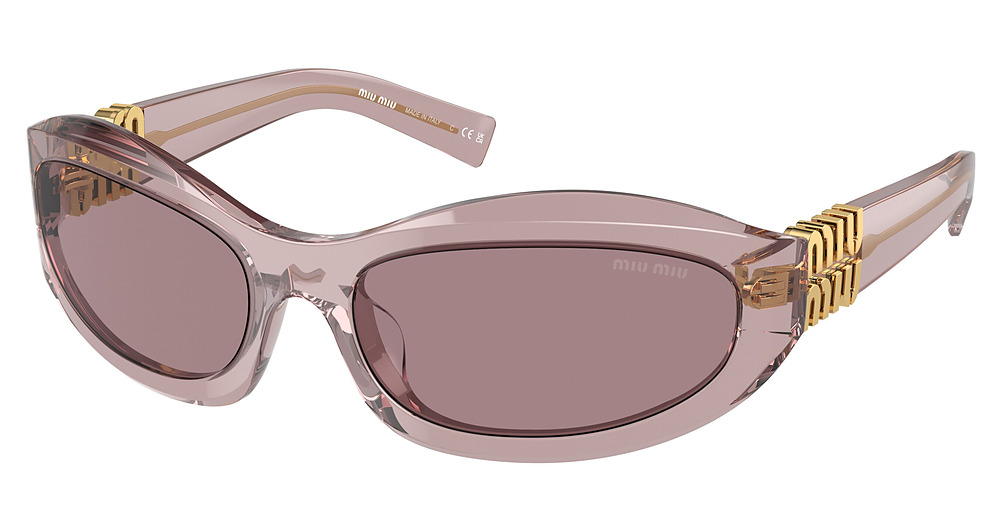 Miu Miu MU 14ZSF rectangle sunglasses in Mauve Trasparent/Light Purple Brown