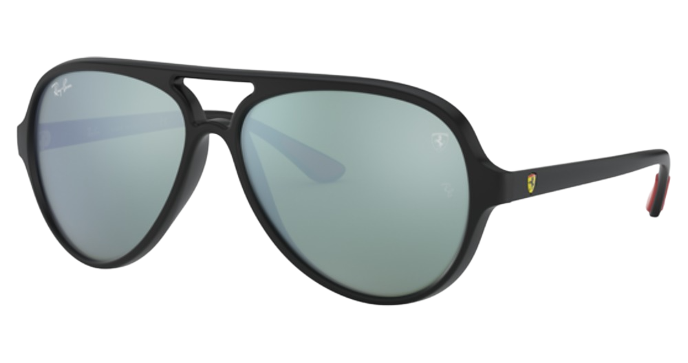 Ray-Ban RB4125M aviator sunglasses in Matte Black/Light Green Mirror Silver
