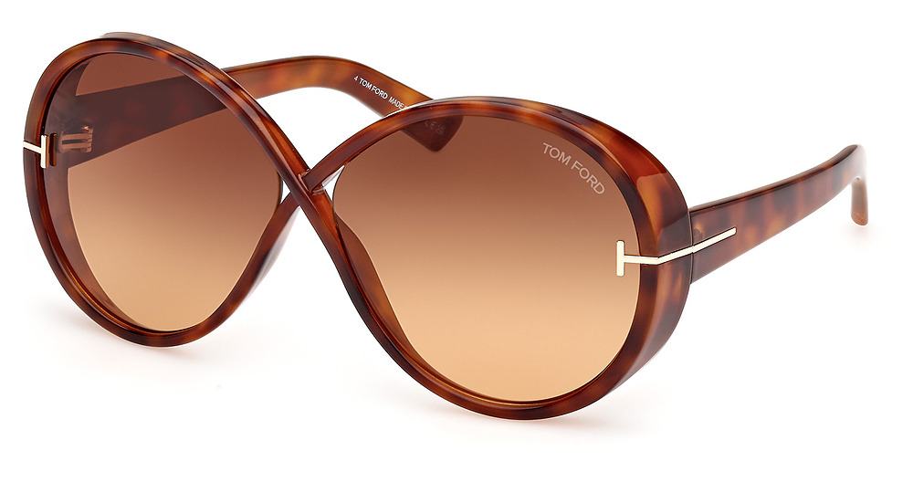 Tom Ford FT1116 round sunglasses in Blonde Havana/Gradient Brown