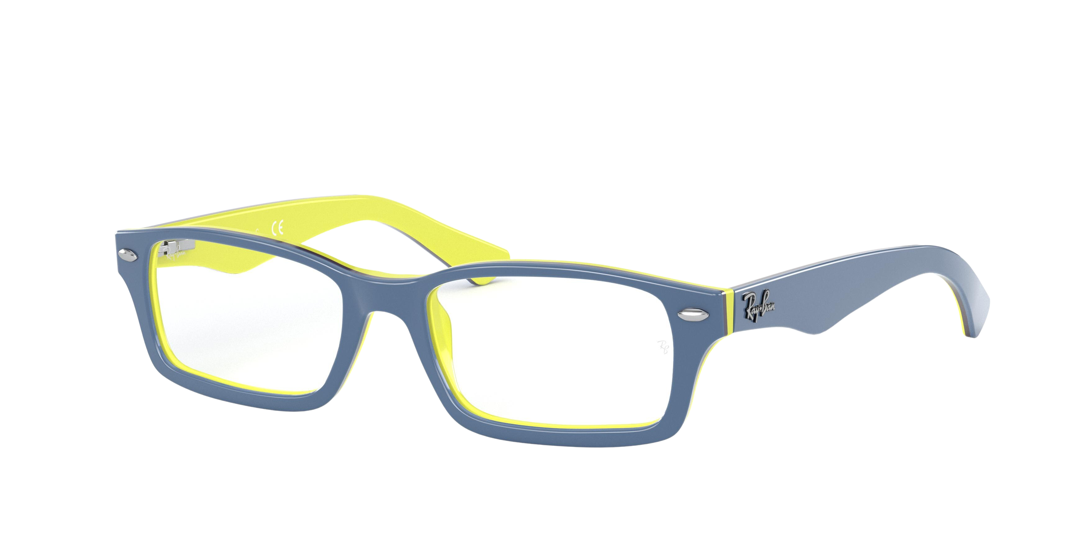 Ray-Ban RY1530 rectangle eyeglasses in Top Blue on Yellow/Black
