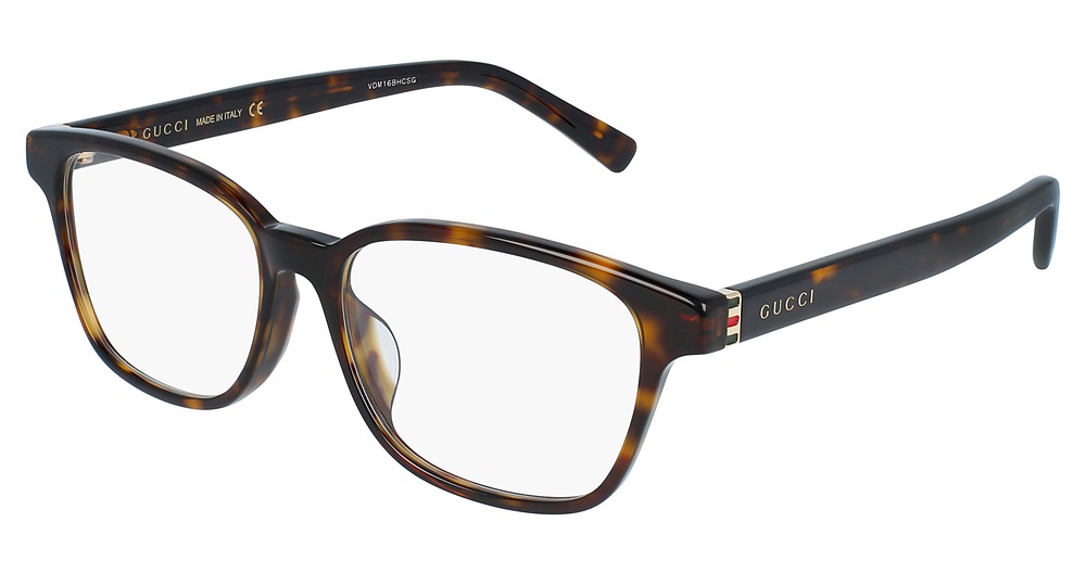 Gucci GG0455OA rectangle eyeglasses in Havana Gold Transparent