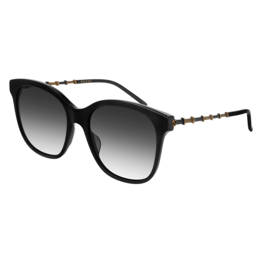 Gucci GG0654S rectangle sunglasses in Black Gold Grey/Nylon