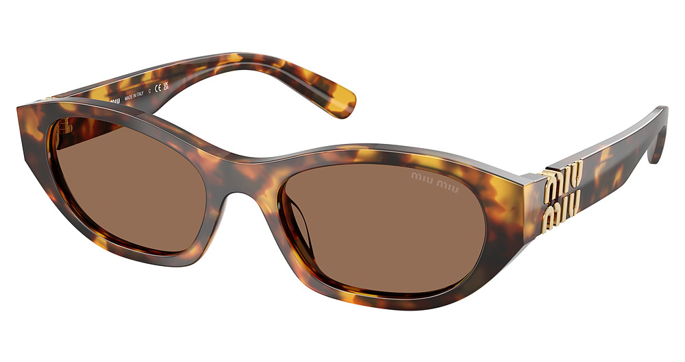 Miu Miu MU A03SF round sunglasses in Honey Havana/Dark Brown