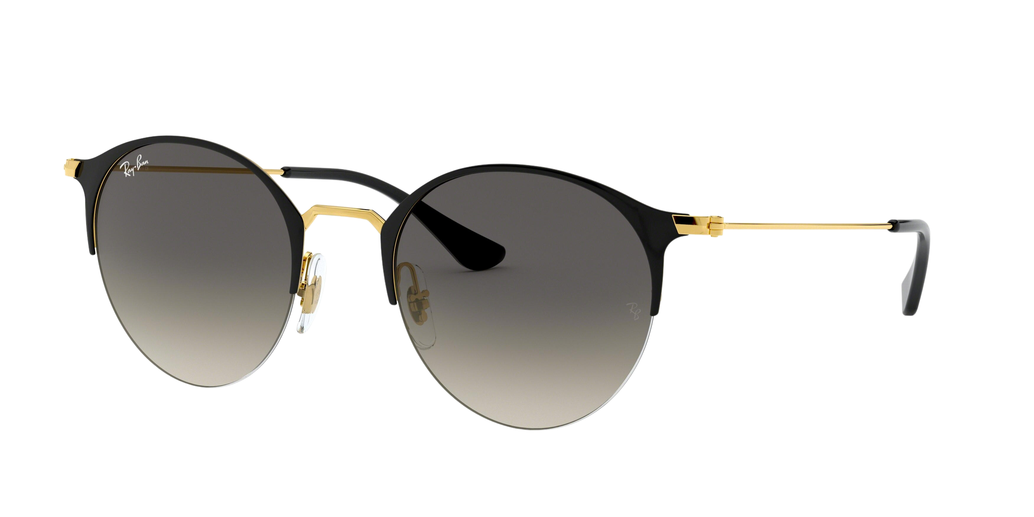 Ray-Ban RB3578 round sunglasses in Gold Top Shiny Black