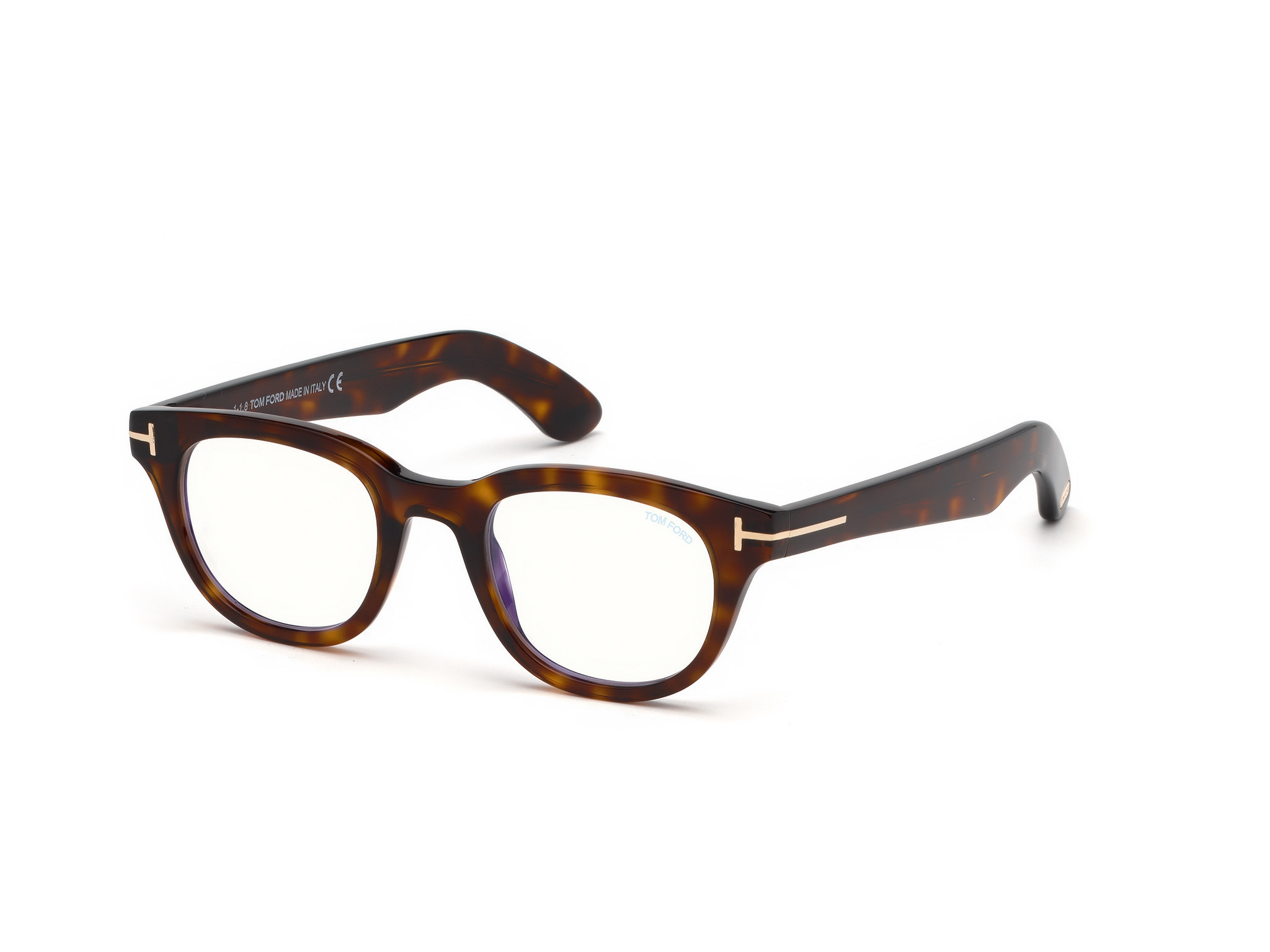 Tom Ford FT5558-B square eyeglasses in Shiny Dark Havana, Shiny Rose Gold