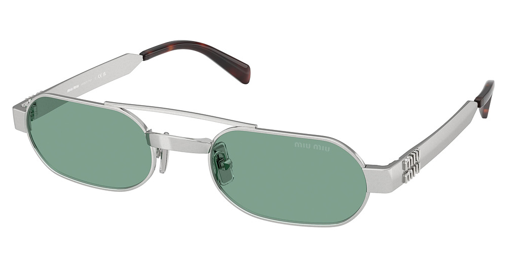 Miu Miu MU B52S round sunglasses in Ancient Silver/Bluish Grey