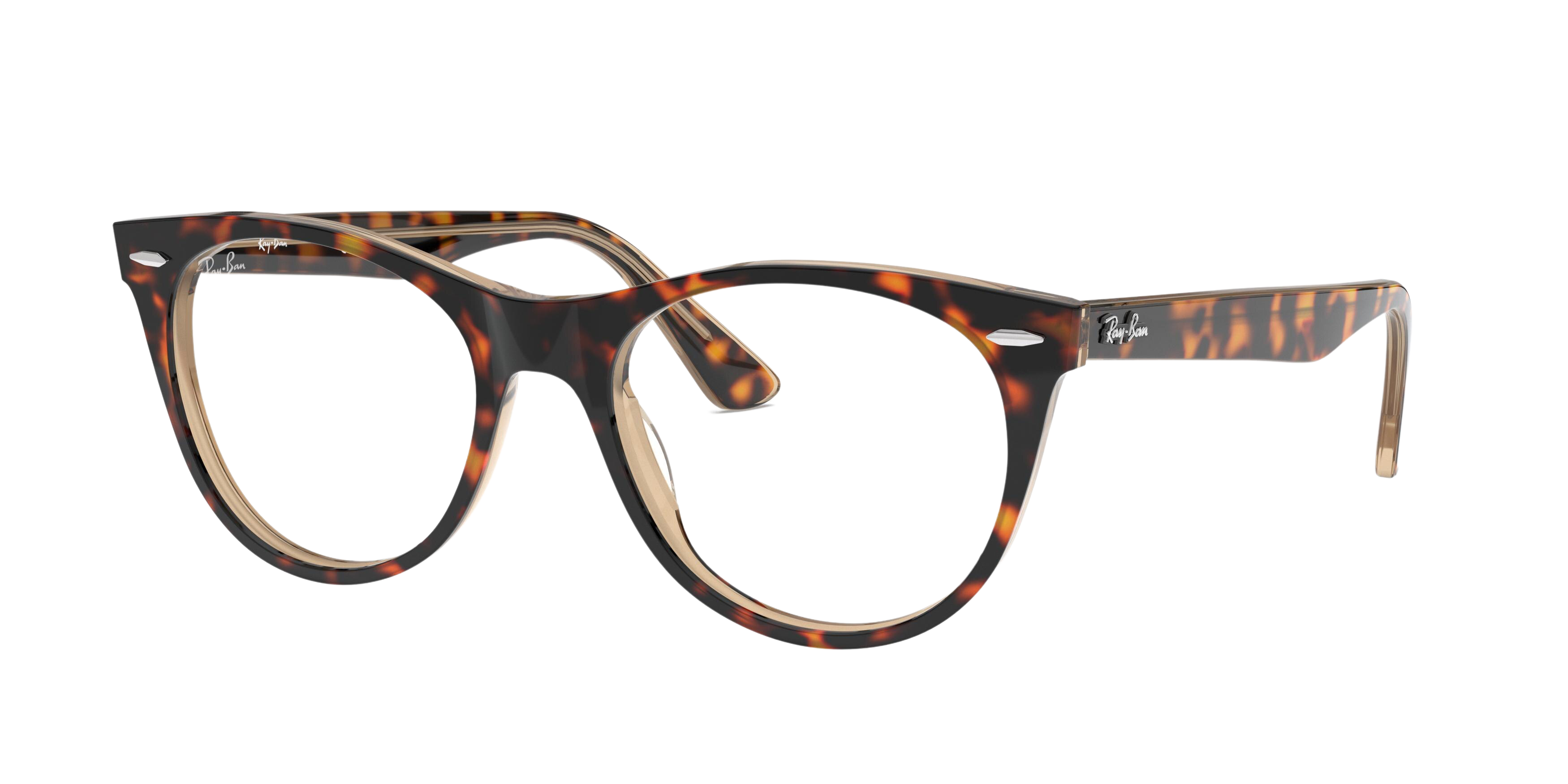 Ray-Ban RX2185VF round eyeglasses in Havana on Top Trasp Brown