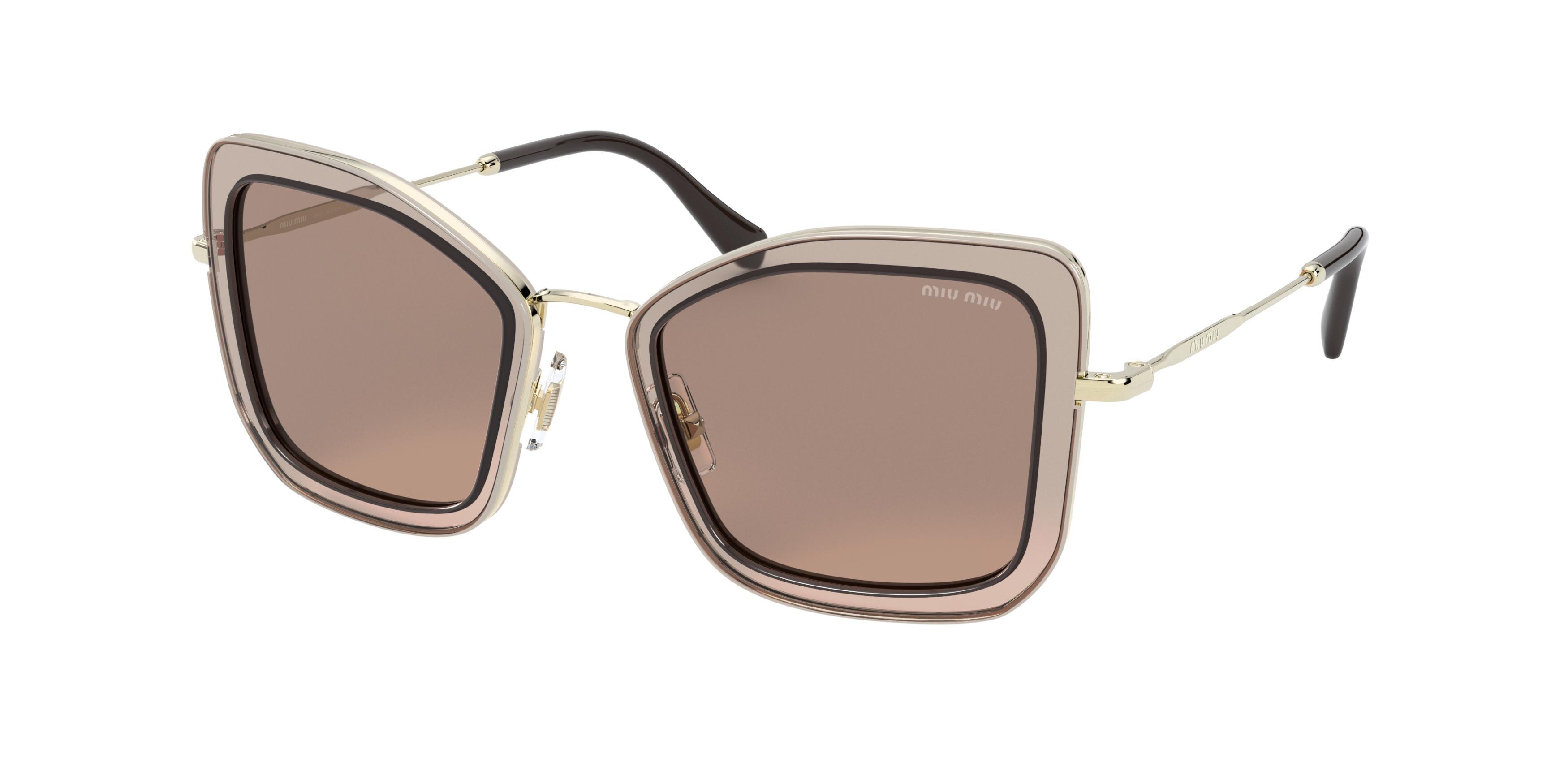 Miu Miu MU 55VS square sunglasses in Transparent Light Brown