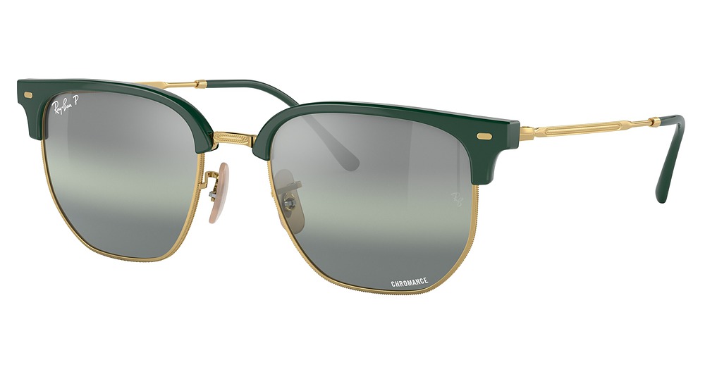 Ray-Ban RB4416F NEW CLUBMASTER round sunglasses in Green on Arista/Polarized Green Mirror