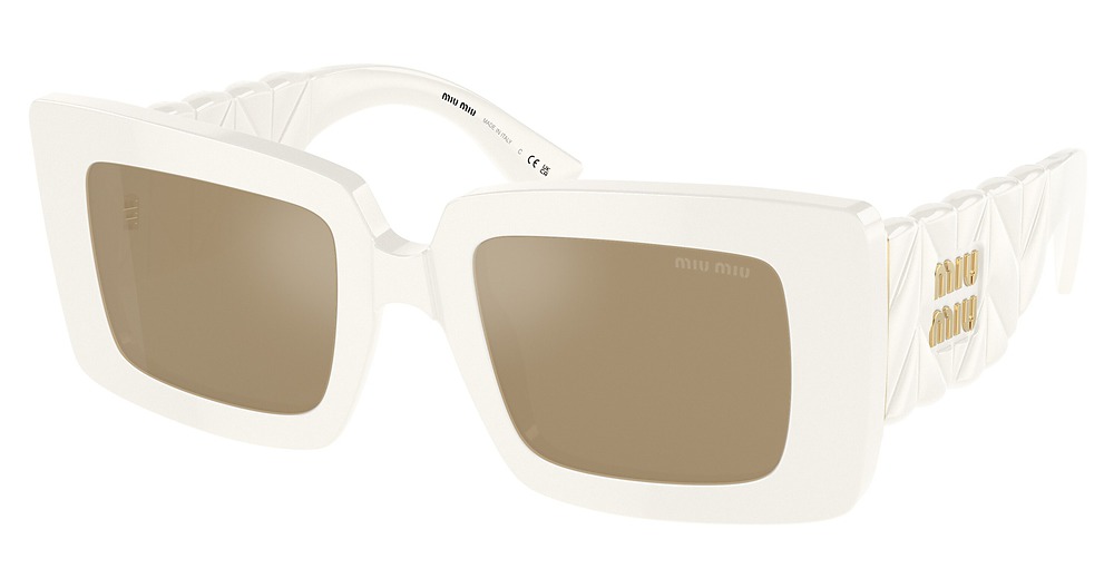 Miu Miu MU 05YS sunglasses in White/Clear Mirror Real Yellow Gold