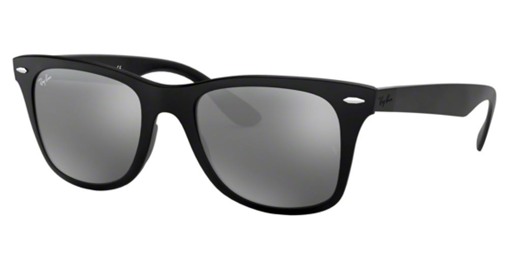 Ray-Ban RB4195 WAYFARER LITEFORCE round sunglasses in Matte Black/Grey Mirror Silver Gradient