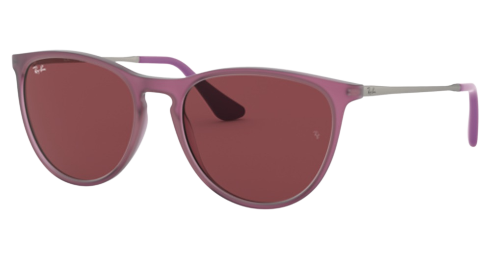 Ray-Ban RJ9060SF JUNIOR ERIKA round sunglasses in Rubber Transparent Fuxia/Dark Violet