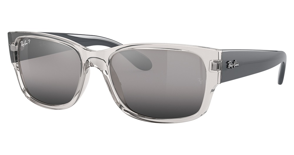 Ray-Ban RB4388 round sunglasses in Transparent Grey/Polarized Smoke