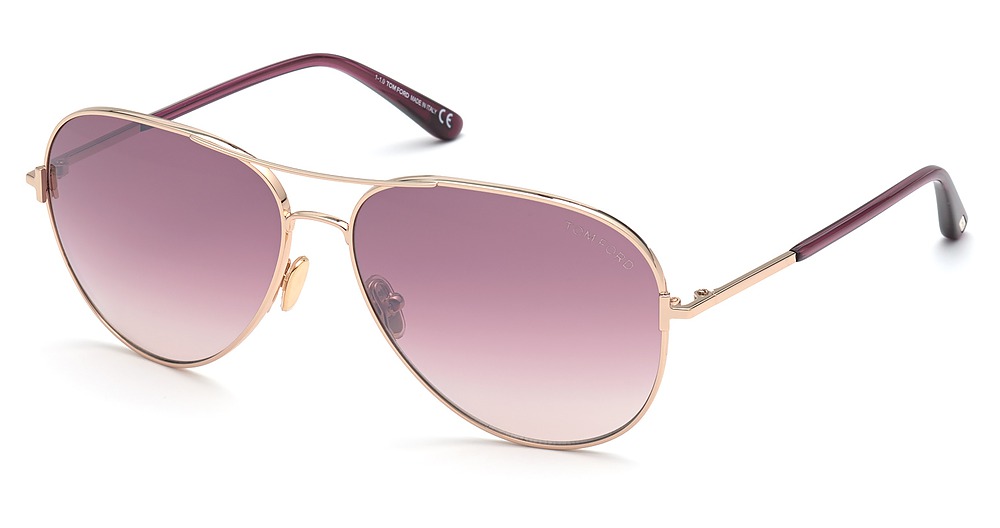 Tom Ford FT0823 aviator sunglasses in Shiny Rose Gold/Bordeaux Mirror