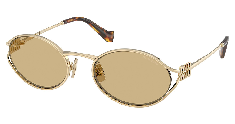 Miu Miu MU 52YS round sunglasses in Pale Gold/Yellow