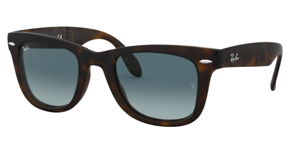 Ray-Ban RB4105 FOLDING WAYFARER cateye sunglasses in Matte Havana/Blue Gradient Grey