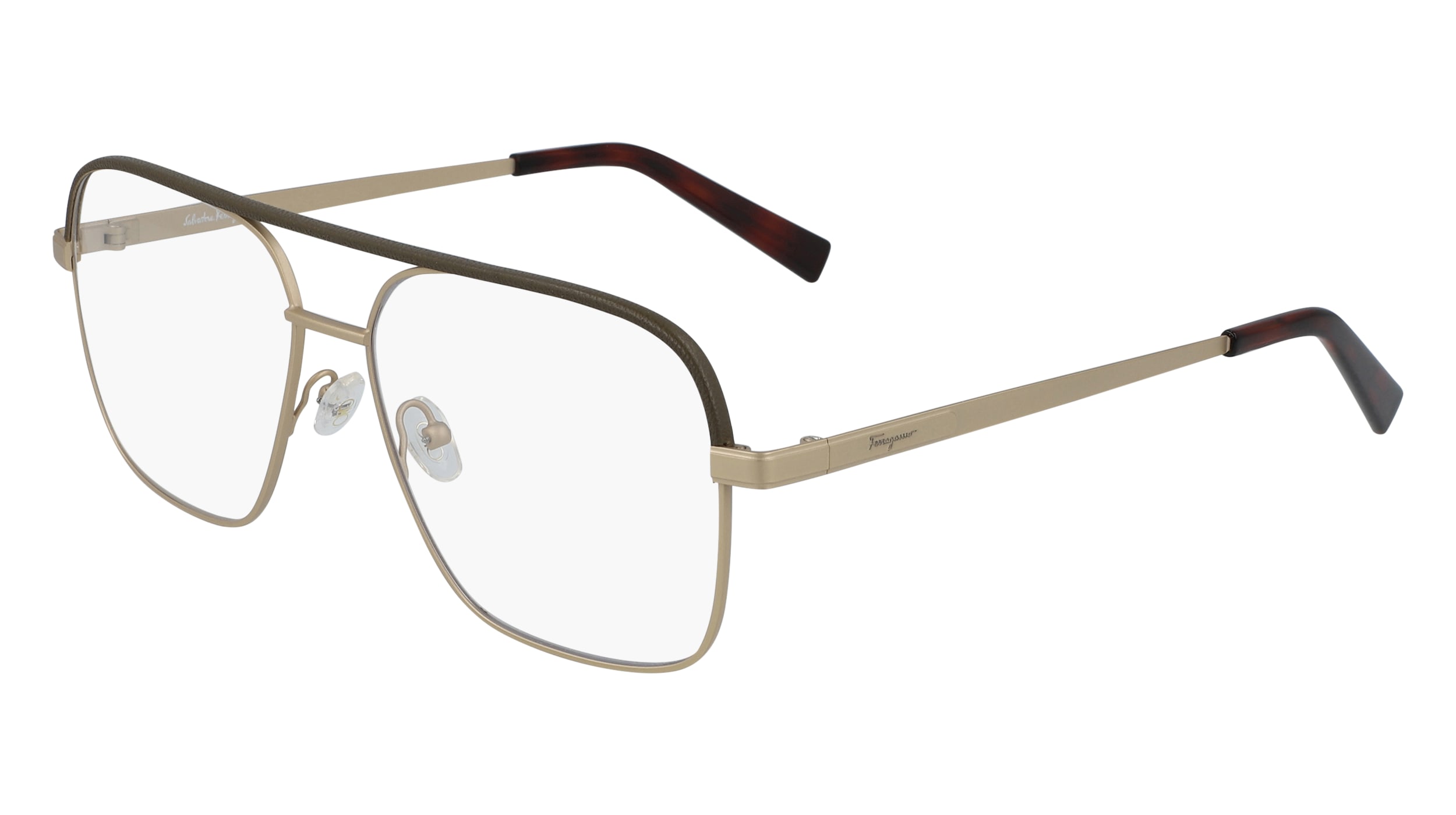 MATTE GOLD/BROWN LEATHER
