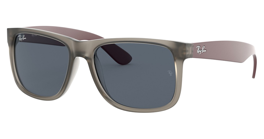 Ray-Ban RB4165 JUSTIN round sunglasses in Rubber Transparent Grey/Dark Grey