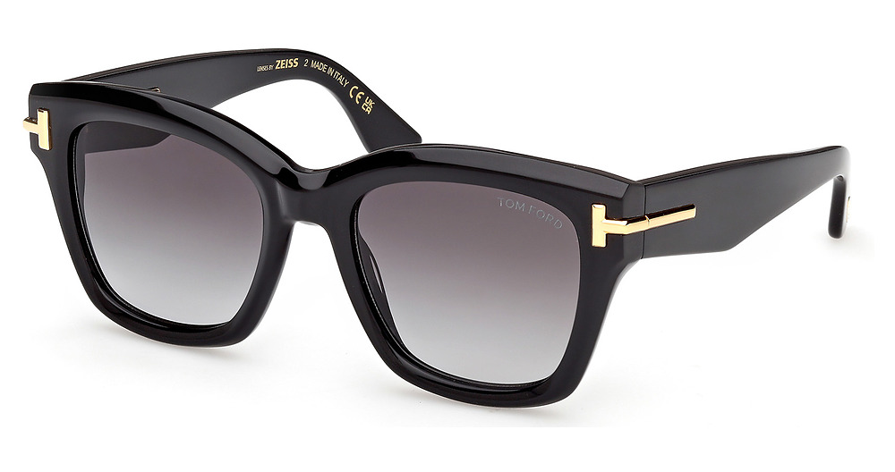 Tom Ford FT1329 irregular sunglasses in Shiny Black/Gradient Smoke