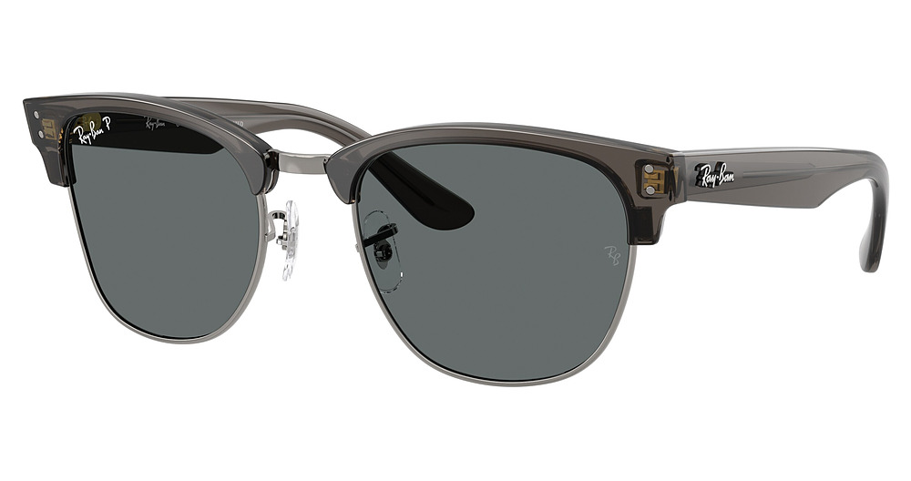 Ray-Ban RBR0504S CLUBMASTER REVERSE round sunglasses in Trasp. Dark Grey on Gunm/Polarized Dark Grey
