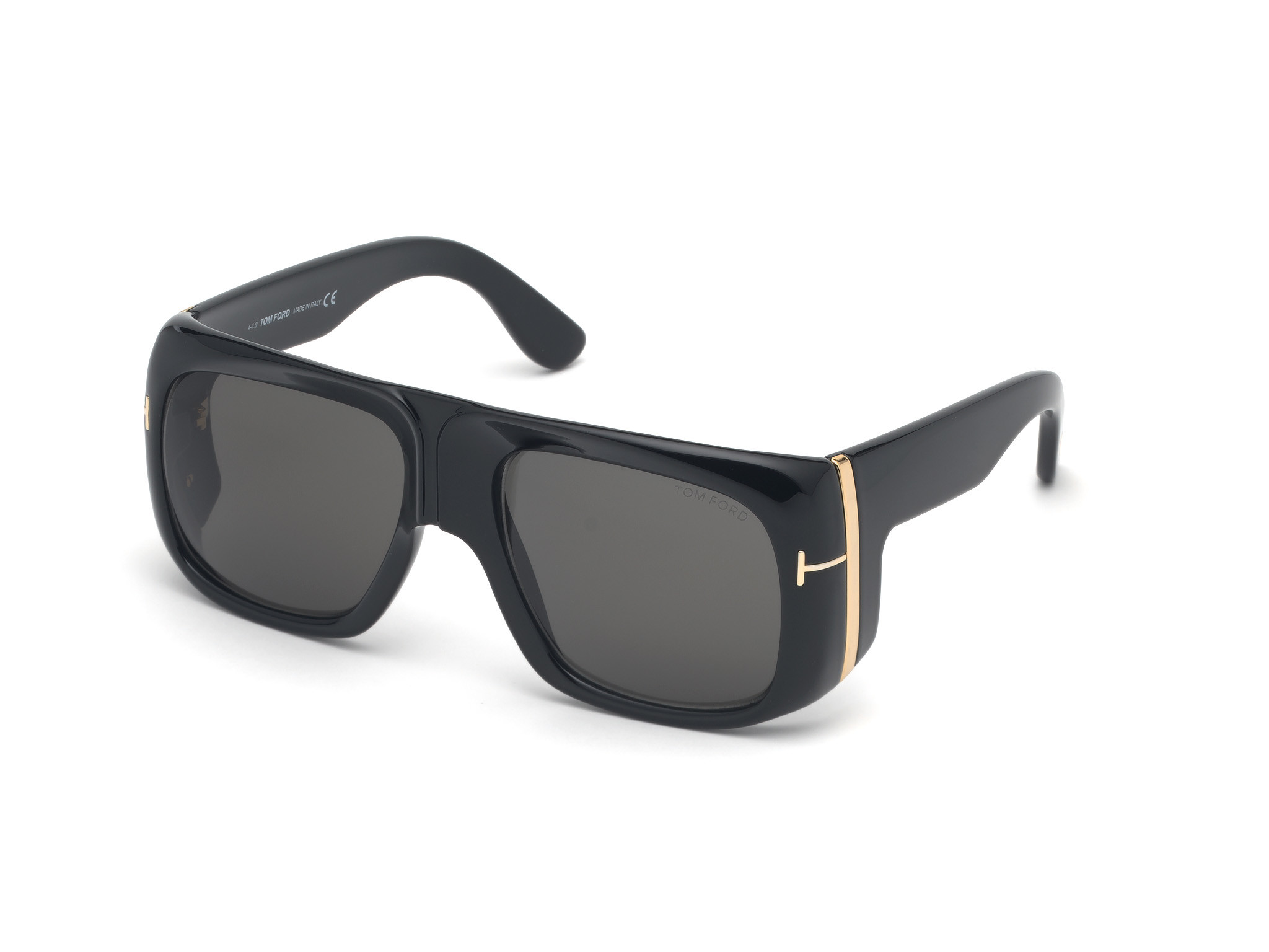 Tom Ford FT0733 Gino square sunglasses in Shiny Black/Smoke Lenses Fw19 Adv Style