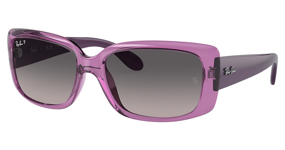Ray-Ban RB4389 round sunglasses in Transparent Violet/Grey Gradient Polarized