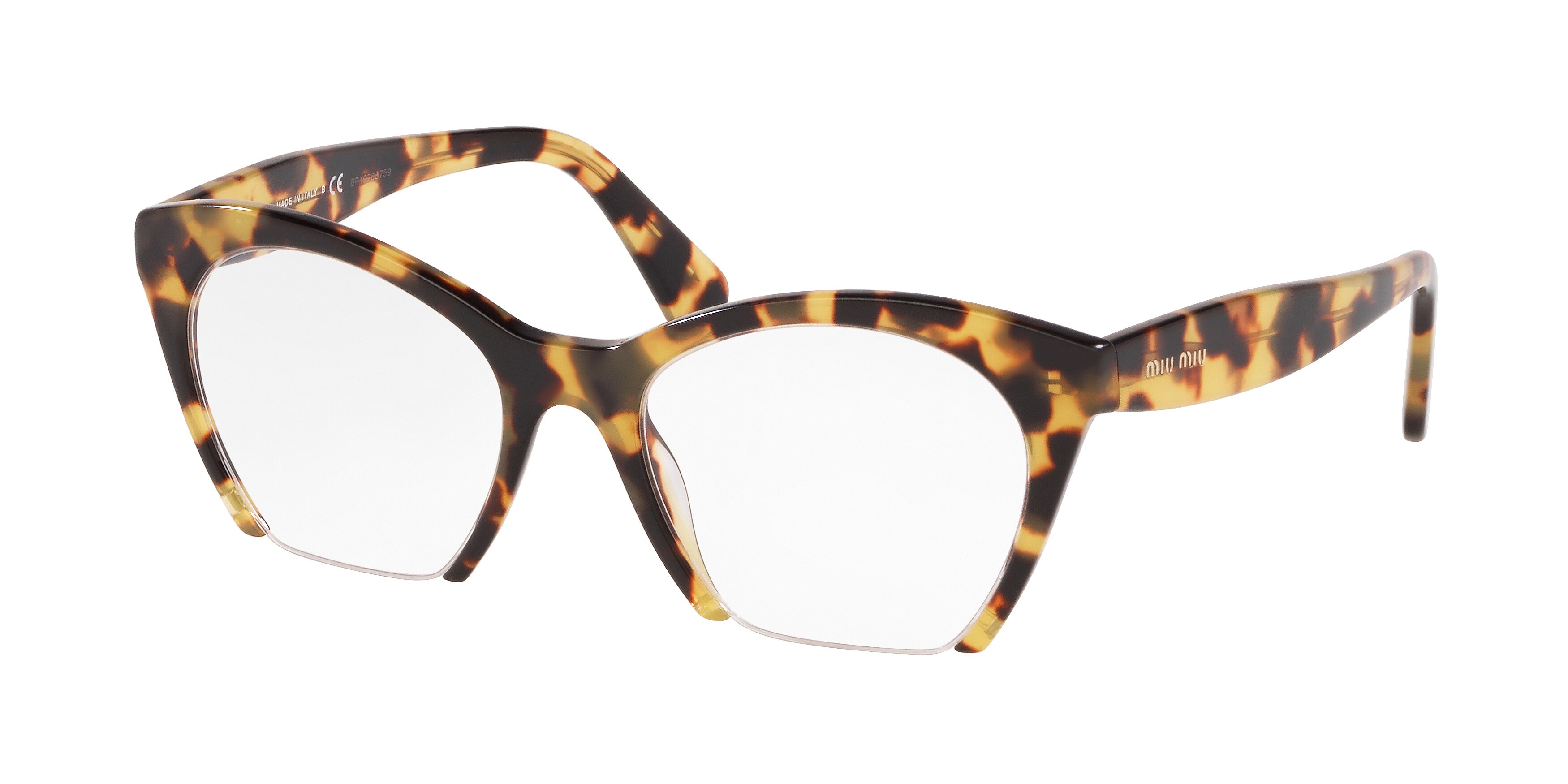 Miu Miu MU 03QV square eyeglasses in Light Havana