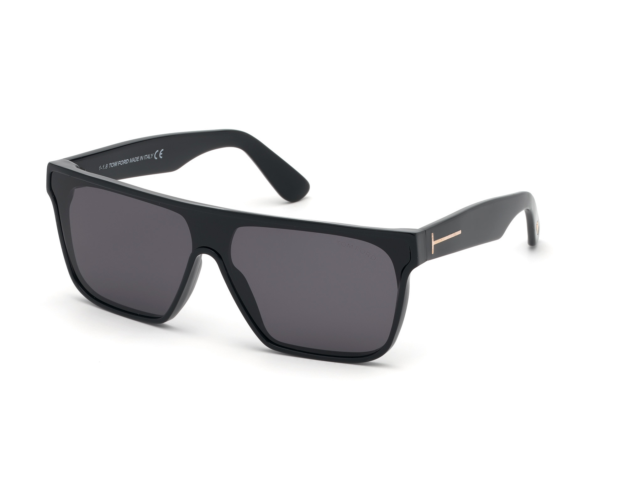 Tom Ford FT0709 Whyat square sunglasses in Shiny Black, Shiny Rose Gold/Smoke Lenses