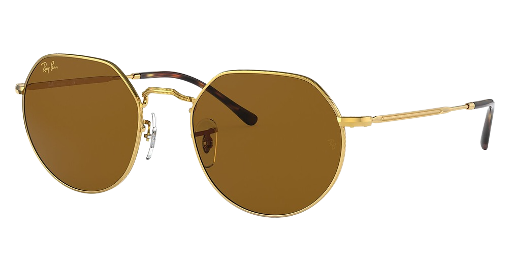 Ray-Ban RB3565 JACK round sunglasses in Legend Gold/Brown