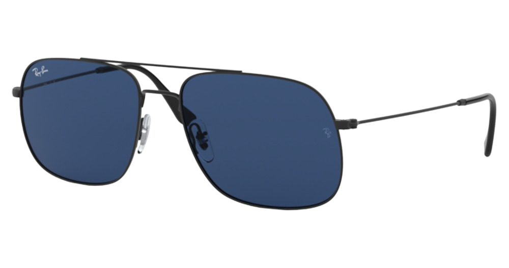 Ray-Ban RB3595 aviator sunglasses in Rubber Black/Dark Blue