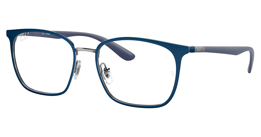 Ray-Ban RX6486 round eyeglasses in Blue on Gunmetal