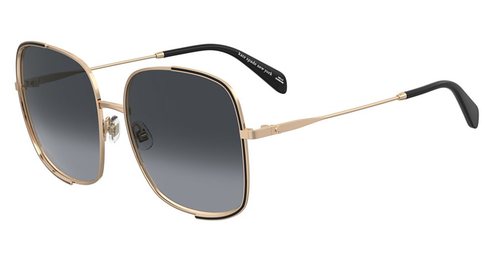 Kate Spade KS ISLA 2/G/S square sunglasses in Gold Blck/Dark Grey Shaded