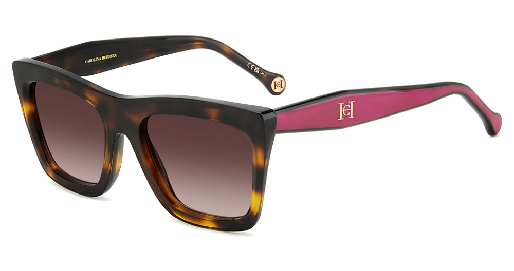 Carolina Herrera HER 0226/S rectangle sunglasses in Hava Pink/Brown Shaded