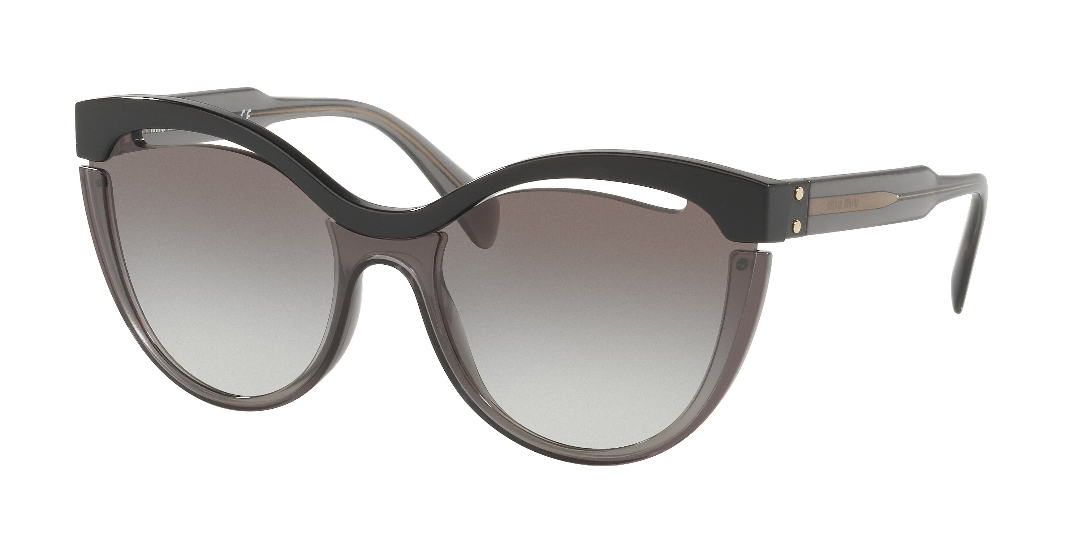 Miu Miu MU 01TS square sunglasses in Black/Transparent Grey