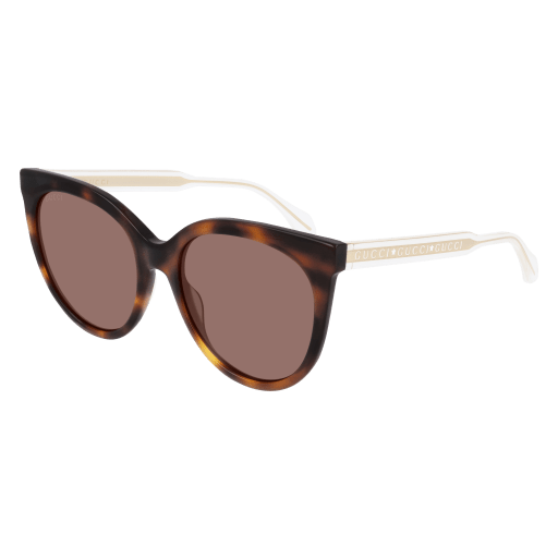 Gucci GG0565S cateye sunglasses in Havana Crystal Brown/Brown
