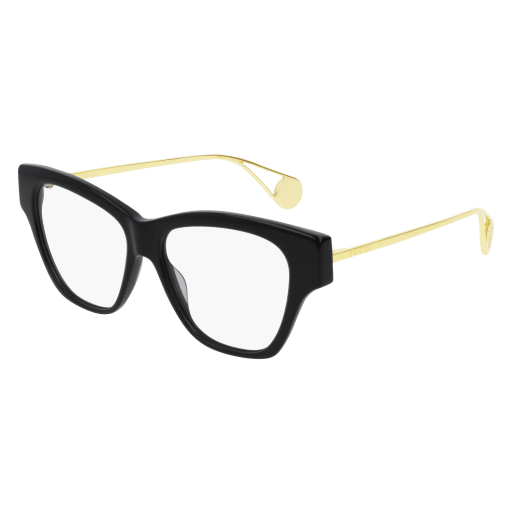 Gucci GG0438O rectangle eyeglasses in Black Gold Transparent