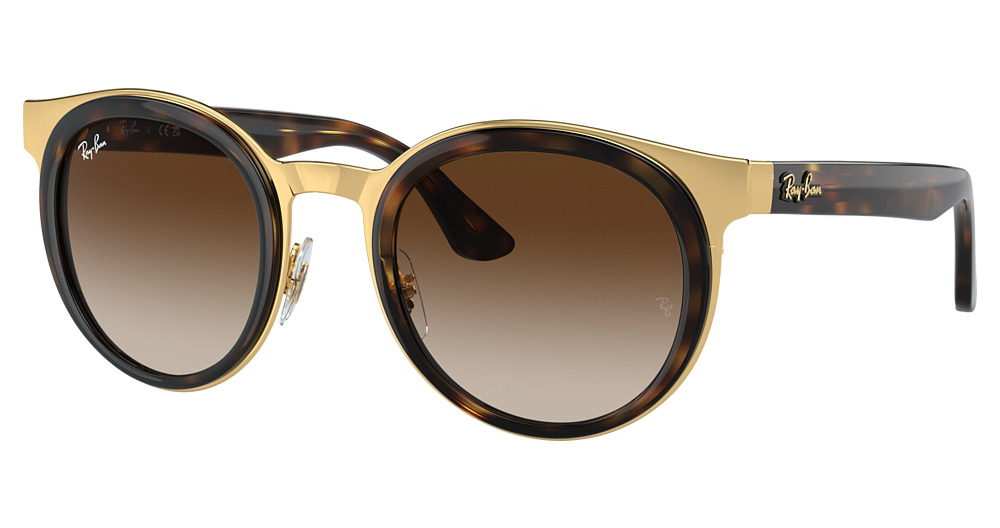 Ray-Ban RB3710 BONNIE round sunglasses in Havana on Gold/Gradient Brown