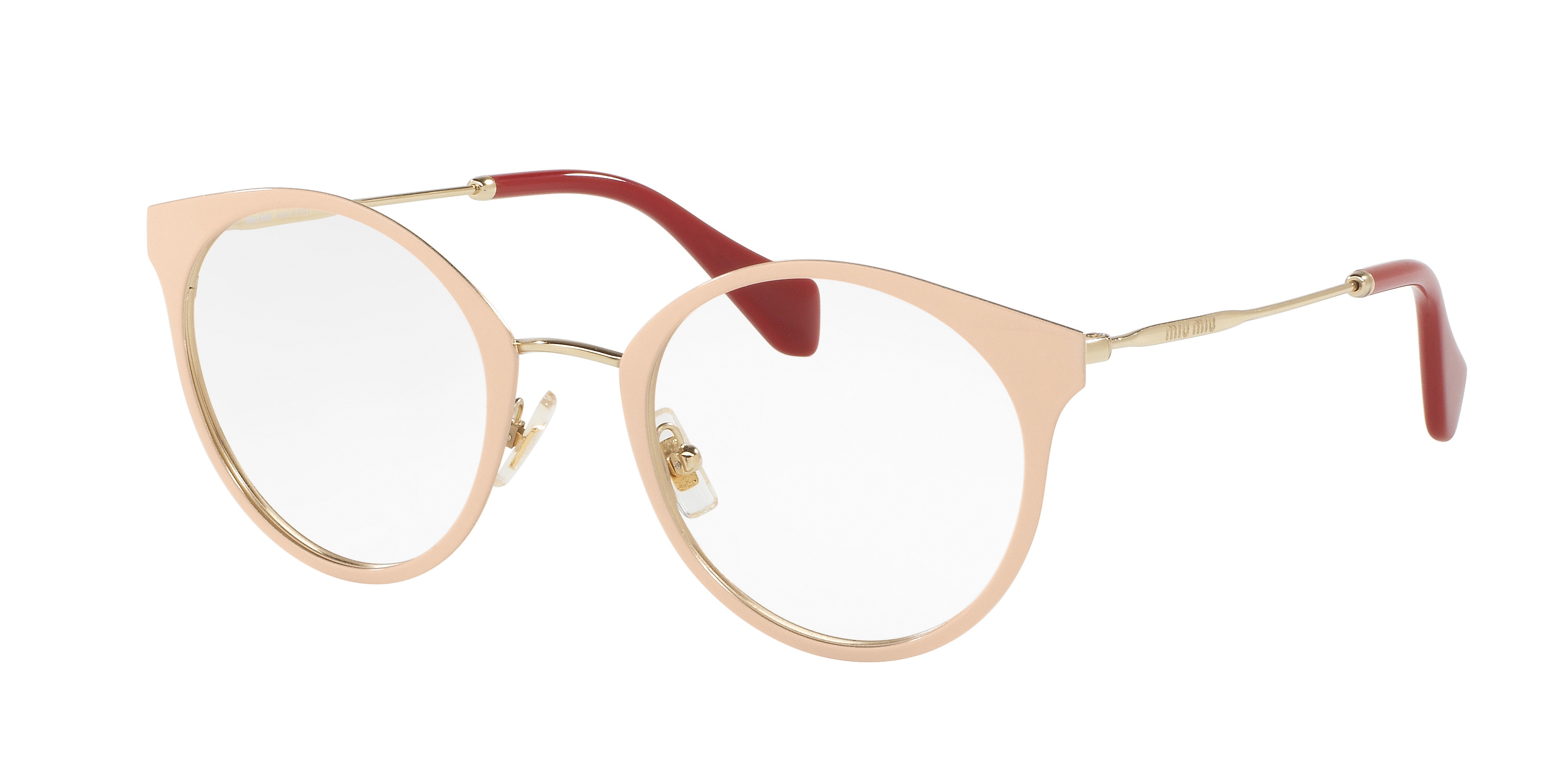 Miu Miu MU 51PV round eyeglasses in Pale Gold/Powder